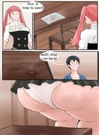 drawing crush panties upskirt color long_hair butt clothed butt_crush smiling scared pink_hair sitting twintails unaware shrunken_man indoors white_panties closed_eyes dialogue imminent_crush fire_emblem hilda girlskando doronjom8