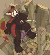 breasts drawing nipples giantess nude panties furry macro tail city aroused color large_breasts tongue destruction blue_eyes barefoot cleavage traffic buildings helicopter topless milk high_angle squeeze paws collar spray thighs outdoors choker aerial_view semi_nude bare_butt bare_back red_panda bare_legs bare_midriff bare_thighs bare_paws scream yanhua
