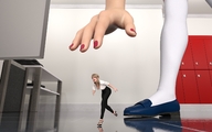 color clothed shoes scared socks hand shrunken_woman indoors nail_polish long_socks white_socks digital_render aaabbbzzz imminent_grab