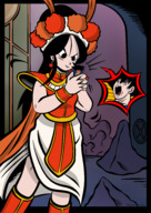 drawing black_hair color long_hair clothed smiling hand dragon_ball looking_down goku cape handled looking_at_tiny annin smirking beysterdude takaokanata