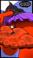 drawing crush panties feet horns upskirt black_hair color butt clothed barefoot skirt soles red_eyes blood low_angle foot_crush demoness dirty clouds sky nail_polish point_of_view vehicle_crush dialogue striped_panties rear_view mspaintgts mae bare_legs bare_thighs otudoor