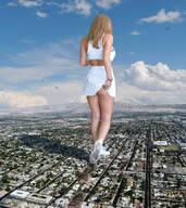 giantess crush collage giga city blonde color long_hair destruction clothed skirt buildings shoes wonderslug dress foot_crush clouds shoe_crush outdoors sky rear_view debris shoeprints bare_legs summer_monteys_fullam