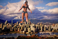 white_hair crush collage city color destruction bra buildings unknown_artist muscles shorts looking_down mountains river clouds outdoors sky semi_nude source_needed looking_at_city bare_legs looking_at_tinies bare_thighs