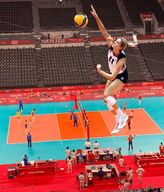 giantess collage blonde color clothed shoes volleyball socks ponytail shorts indoors jump zebos2003 andrea_carrie_drews tokyo_2020