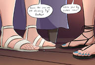 drawing giantess feet color shrinking sandals legs shrunken_man giantesses background indoors nail_polish dialogue caiman2 picjusbro towering_over_tiny