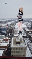 giantess collage city mega blonde color long_hair clothed high_heels buildings looking_down snow outdoors sky tattoo nail_polish looking_at_city iffelbuffer bare_legs looking_at_tinies