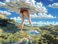 giantess panties giga color barefoot hand legs grass painting mountains lake river clouds outdoors sky trees semi_nude red_panties rear_view bare_legs heart_shape bare_thighs tiberius_ciucinciu