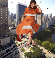 collage city mega color long_hair destruction clothed buildings helicopter brunette dress sitting sandals giantesses streets vehicles outdoors sky looking_at_viewer new_york_city bracelet debris zebos2003 sitting_on_buildings bianca_bin