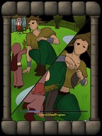 breasts drawing growth crush mega color butt destruction buildings shoes brunette mini tights short_hair mini_giantess black_eyes amazon grass short video_game houses outdoors trees bracelet breaking thick_thighs looking_at_tiny bare_midriff hair bare large runescape dustbuddy out outgrowing bruntte
