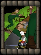 breasts drawing growth giantess crush mega color butt destruction clothed buildings shoes brunette tiny mini tights short_hair black_eyes amazon short video_game thighs houses outdoors bracelet breaking looking_at_tiny thick bare_midriff hair bare large runescape dustbuddy out outgrowing