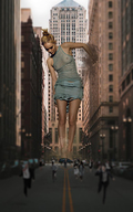 giantess crush collage feet city mega blonde color destruction clothed buildings scared dress short_hair hand looking_down cruel hand_crush panic fleeing outdoors sky crowds hair_bun looking_at_tinies gtsproductions