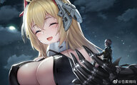 drawing nipples gentle giantess blushing blonde color large_breasts long_hair handheld cleavage smiling game open_mouth choker source_needed erect_nipple haze/reverb