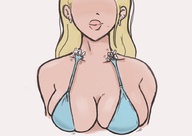 breasts drawing blonde color bra tinies earrings on_shoulder nikkiscutefeet sizemaid tinies_as_clothing
