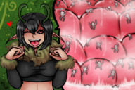 drawing giantess vore tongue saliva elf multiple_tinys taste_buds imminenet_vore majoumegami