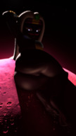 breasts giantess white_hair pussy giga alien space color large_breasts long_hair butt blue_eyes planet barefoot bra moon sitting bottomless queen looking_down asshole looking_back bracelet tiara digital_render cosmic_giantess bare_legs source_film_maker queen_tyrahnee duck_dodgers bare_midriff black_skin bare_thighs 80lines cartoon_network