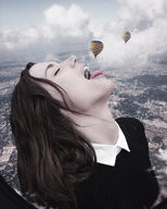 giantess collage vore mega black_hair clothed airplane sweater balloon ia-r-d air_balloon