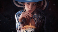 breasts gentle giantess collage earth giga space clothed planet smiling lips drink lava drinking hat straw cosmic_giantess magma smirking lea_seydoux ia-r-d the