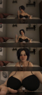size_difference black_hair handheld cleavage bra minigirl shrunken_woman teasing between_fingers picked_up toying skimpy_clothes females_only jgrf7