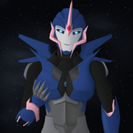 breasts drawing gentle giantess earth giga alien space color large_breasts robot blue_eyes planet cleavage looking_at_viewer stars squeezing cosmic_giantess transformers arcee between_breasts svenyatta redraw
