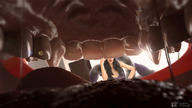 giantess black_hair tongue teeth saliva fox_girl point_of_view mirror multiple_tails on_tongue digital_render carolinedrivolt