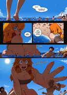 bikini drawing giantess blonde comic color blue_eyes beach ocean story pigtails petite-emi tinies dialogue immiment_vore guardians_of_the_tide