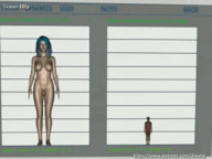 breasts nipples nude color futanari penis barefoot blue_hair topless short_hair mini_giantess underboob handjob blowjob animation shrunken_man testicles bare_legs bare_midriff dr-none bare_thighs