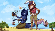 giantess wolf shark long_hair beach blue_hair brunette giantesses coast ships pirates treasure wreck fins jarethnerl gurry