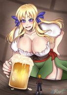 drawing giantess clothed cleavage huge_breasts bar_maid nightingale122 a-i-k leon francesca