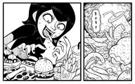 drawing giantess vore digestion shrunken vampire stomach eating food fries hotdog pizza imminent_vore hotel_transylvania hamburger mcdonalds burping icecream spittyart mavis_dracula