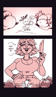 drawing giantess smiling shrunken cute kitchen food cruel milf waving necklace knife spittyart