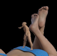 gentle panties butt barefoot shrunken_man naked_man standing digital_render black_background bald