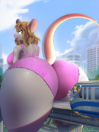 drawing giantess panties furry macro tail anthro city color butt bra buildings green_eyes brunette train low_angle mouse lingerie medium_length_hair looking_down straddling looking_back behind_view imminent_insertion implied_dildo huge_thighs huge_butt ladnelsiya rear desmondfallout aussie_luvtail