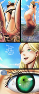 giantess city blonde comic destruction dangle sky dialogue looking_at_tiny picojin nikkiscutefeet maryistasty