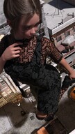 giantess city clothed brunette stockings dress standing alley lace digital_render velocity-vektor