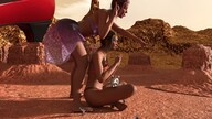 giantess desert spaceship sitting lingerie multiple_giantesess digital_render dinosaurs velocity-vektor