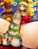 drawing giantess futanari penis christmas indoors multiple_tinys majoumegami decorating