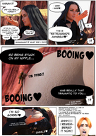 nipples giantess comic large_breasts handheld brunette cruel dialogue hanging_from_nipple digital_render sound_effect nipple_pet