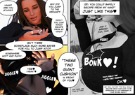 gentle giantess comic large_breasts clothed handheld cleavage story falling dialogue