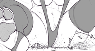 drawing giantess crush furry anthro dog monochrome large_breasts destruction toes barefoot soles stockings superhero sitting sketch heel crotch vehicles thighs vehicle_crush legs_spread police_car paw_pads traffic_light stirrups shnider bare_midriff police_officer ncmares yohomeboync yohomeboyraps she-rex out_of_frame