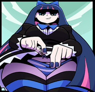 drawing panties upskirt color long_hair stockings tiny entrapment striped_panties panty_entrapment mspaintgts panty_stocking_with_garterbelt psg