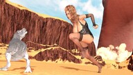 giantess clothed desert dinosaur running multiple_giantesess velocity-vektor
