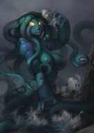 breasts giantess nude ocean storm tentacles monster_girl aquatic honovy lovecraftian