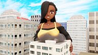 growth giantess city black_hair low_angle dark_skin slippers bare_thighs strykewitch honolulusize