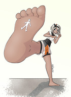 giantess pokemon color barefoot short_hair kick bea