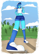 giantess clothed shoes looking_down shrunken_person baseball_cap baseball steven_universe lapis_lazuli ndrea
