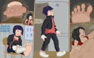 in_shoe walking unaware myheroacademia bnha shrunkenwoman smellyfeet sweatyfeet shrunkengirl jirou_kyouka momo_yayorozu