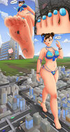 bikini drawing giantess color destruction barefoot brunette cammy_white streetfighter chunli