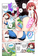 bikini drawing giantess wings manga comic color red_hair water_gun blue_bikini bikiny yuuna-sans_ghost_inn chisake karura