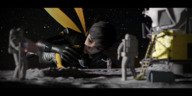 breasts giantess earth giga wings space black_hair planet moon reaching costume flag astronauts spacesuit digital_render cosmic_giantess janet_van_dyne marvel_comics the_wasp justasfmusername