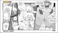 drawing giantess nude blushing masturbation size_difference comic monochrome aroused sex princess_peach saliva anal daisy shrunken_woman princess_rosalina